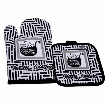 Set manusa de bucatarie Pufo Healthy Cook cu suport pentru vase fierbinti