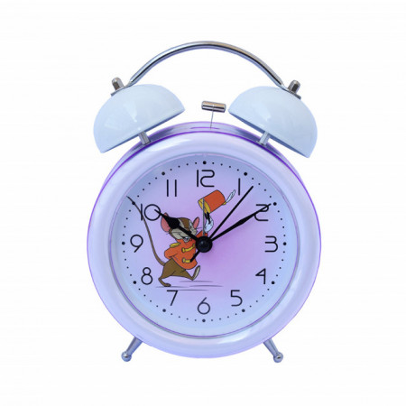 Ceas de masa desteptator pentru copii Pufo Joy, cu buton de iluminare cadran, 16 cm, model Happy Mouse