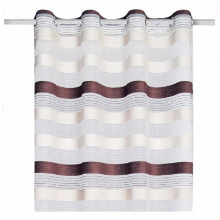 Perdea eleganta Pufo Brown, model cu dungi, 140 x 250 cm, maro