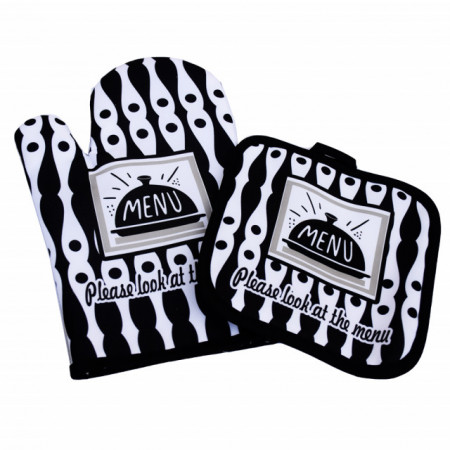 Set manusa de bucatarie Pufo Menu cu suport pentru vase fierbinti