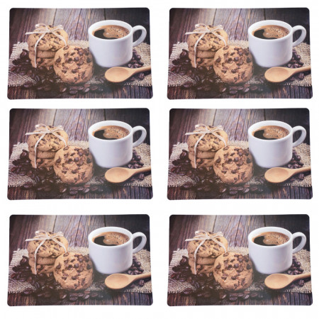 Set suport farfurie pentru servirea mesei, model Pufo Perfect Coffee, 6 bucati