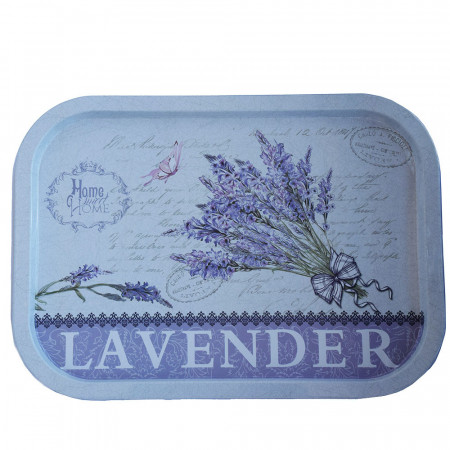 Farfurie metalica Pufo Sweet home of lavender pentru servire desert, prajituri, aperitive, 40 x 29 cm