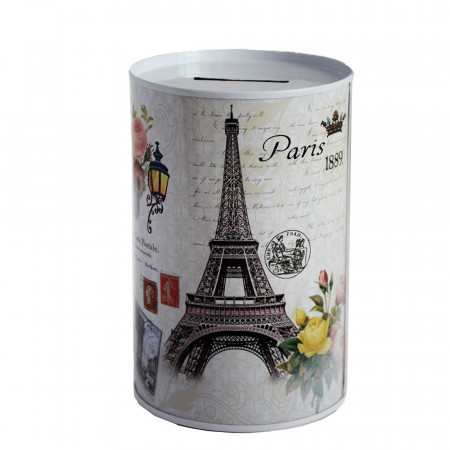 Pusculita decorativa metalica Pufo Paris, 12 x 8 cm