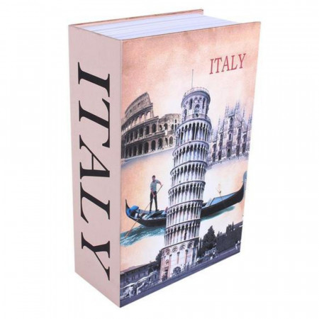 Seif secret tip carte Pufo cu cheie pentru blocare, model Bella Italia, 24 x 15 cm