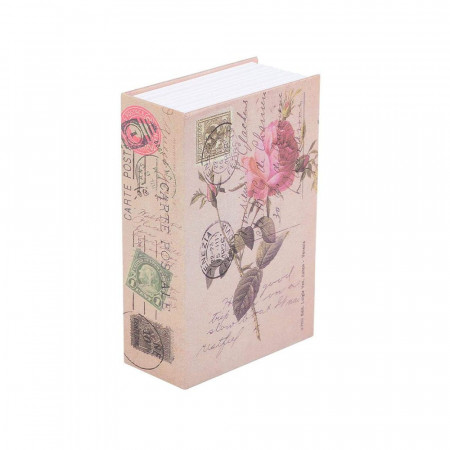 Seif secret tip carte Pufo cu cheie pentru blocare, model Rose of Love, 18 x 12 cm