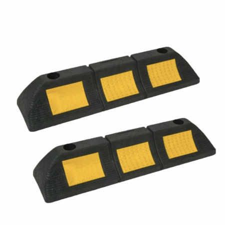 Set 2 piedici blocare roata Pufo pentru parcare auto cu suprafata reflectorizanta, stop opritor de 48 cm