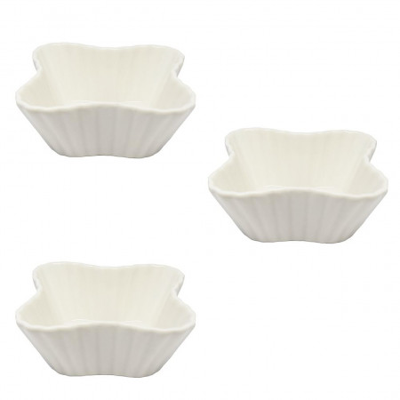 Set 3 boluri din ceramica Pufo Enjoy pentru aperitive, desert, sosiera, albe