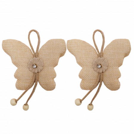 Set cordon de strangere Pufo Butterfly pentru draperie sau perdea cu magnet, 2 buc, crem