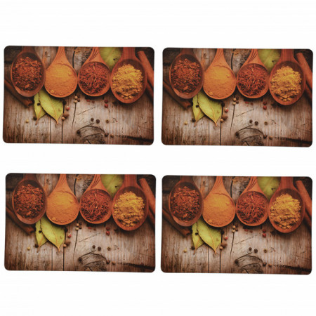 Set suport farfurie Pufo pentru servirea mesei, model Spices, 4 bucati, 43 x 28 cm