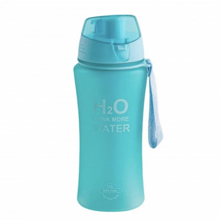 Sticla sport pentru apa Pufo, model Drink More Water, cu suport pentru gheata, 480 ml, verde