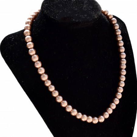 Colier de dama scurt cu perle acrilice cafenii, model Cappuccino beads
