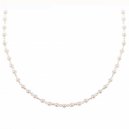 Colier elegant de dama cu margele albe, model Pufo Whitey Gold