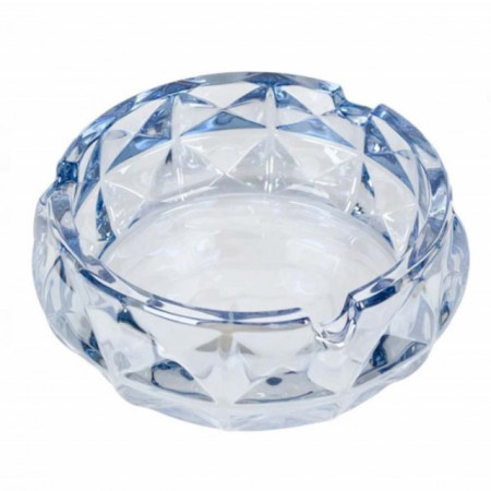 Scrumiera rotunda eleganta din sticla, Pufo Blue, 13 x 5 cm