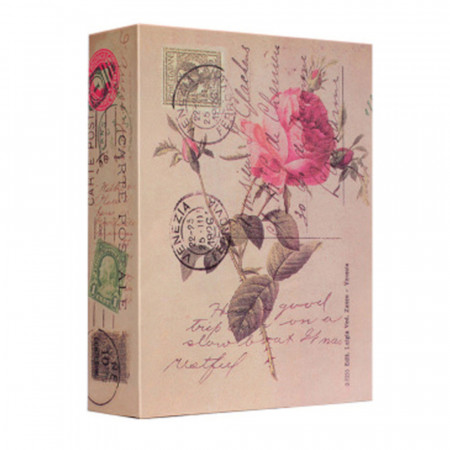Seif secret tip carte Pufo cu cheie pentru blocare, model Rose of Love, 24 x 15 cm
