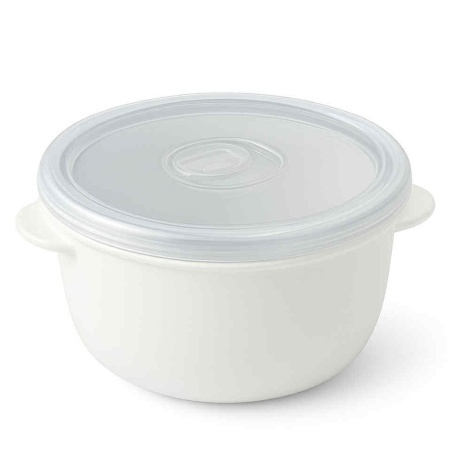 Set 3 Caserole Rotunde Cu Capac, Rezistente Pentru Cuptorul cu Microunde, Capacitate 500/1000/2000 ml, Alb