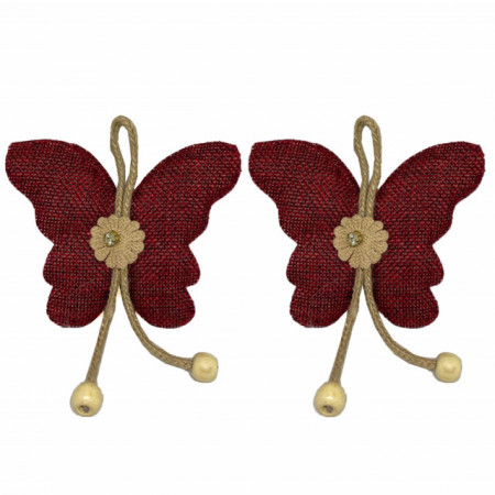 Set cordon de strangere Pufo Butterfly pentru draperie sau perdea cu magnet, 2 buc, rosu