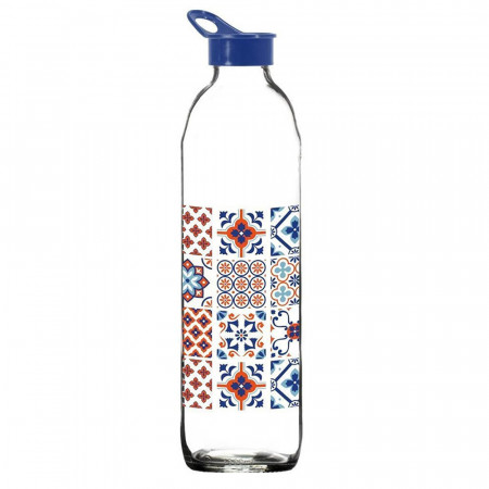 Sticla pentru apa Pufo Traditional din sticla cu capac, pentru apa, limonada sau suc, 1 L, transparent