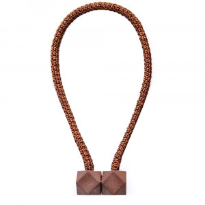 Cordon de strangere Pufo Sphere pentru draperie sau perdea cu magnet, maro