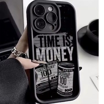 Husa de protectie compatibila pentru iPhone 12, model Time is Money, negru