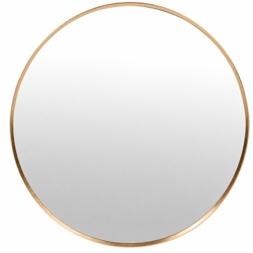 Oglinda eleganta de perete rotunda Pufo Glam cu rama decorativa, oglinda minimalista pentru baie, hol, dormitor, living sau dressing, Ø 50 cm, auriu