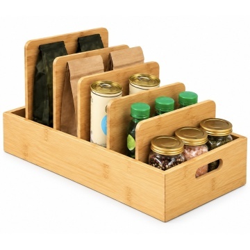 Organizator 6 piese din bambus cu compartimente pentru birou, baie sau bucatarie, suport multifunctional pentru cosmetice, accesorii si obiecte mici, design elegant,
