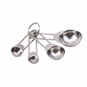 Set 4 linguri metalice pentru masurat ingrediente si condimente, Pufo Measure, dimensiuni diferite, argintiu