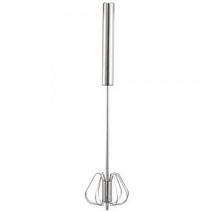 Tel practic semi automat Pufo din otel, tip mixer cu actionare manuala, pentru spumare si amestecare, 31 cm