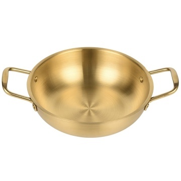 Tigaie tip platou Pufo cu 2 manere pentru servire, paella, fructe de mare, 22 cm, auriu