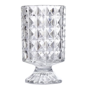 Vaza Decorativa Eleganta Pufo Luxury din Sticla cu Picior pentru Flori si Aranjamente, 18 cm- Design Modern pentru Living si Decor Interior