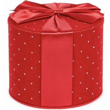 Cutie cadou rotunda eleganta cu capac si funda decorativa, 13 x 11 cm, cutie din carton pentru ambalarea bijuteriilor, cosmeticelor si cadourilor mici, ideala pentru Craciun, aniversari si ocazii speciale, rosu