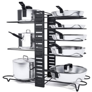 Organizator ajustabil metalic pentru organizare tigai, oale, tocatoare, 46 x 38 cm, negru