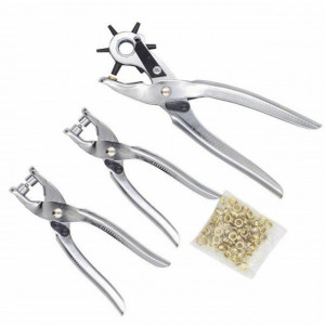 Set 3 piese Pufo – cleste capsator, preducea si cleste pentru fixat inele cu capse, ideal pentru curele si articole de imbracaminte