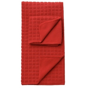 Set 3 prosoape textile Pufo de bucatarie absorbante, ideale pentru uscare vase si gatit, rosu