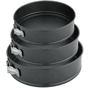 Set 3 tavi metalice rotunde Pufo Cookie pentru copt prajituri, cu baza detasabila