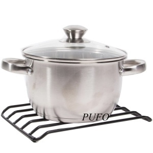 Suport metalic Pufo Kitchen pentru vase fierbinti, oale si cratite, tip gratar, 24 x 17 cm, negru