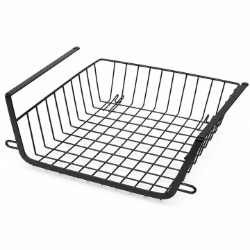 Suport metalic tip cos pentru depozitare sub raft Pufo pentru casa si bucatarie, multifunctional, 31,5 x 31 cm, negru