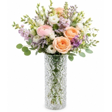 Vaza decorativa eleganta Pufo Glorious din sticla groasa pentru flori si aranjamente, 20 cm- design modern pentru living si decor interior