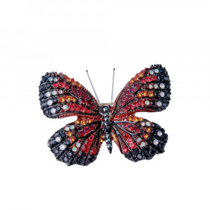 Brosa dama eleganta Royal Butterfly, in forma de fluture cu pietricele colorate, rosu