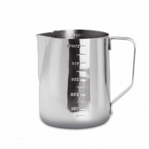Cana gradata din inox Pufo, latiera pentru spumare lapte, cappuccino, tip ulcior barista cu maner, 550 ml