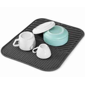 Covoras de uscare vase- suport absorbant si antiderapant pentru farfurii si pahare, ideal pentru blat de bucatarie, 36 x 28 cm, gri