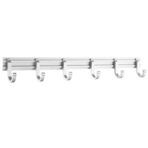 Cuier din aluminiu Pufo cu 6 carlige pentru bucatarie– Suport ustensile, prosoape si accesorii, montaj pe perete, 43 cm