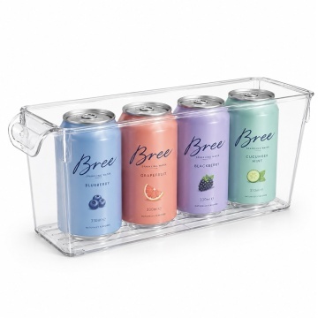 Cutie organizator frigider sau dulap Pufo pentru depozitare doze de suc, bere, sticle de apa, 32.5 cm