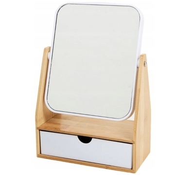 Oglindă cosmetică Pufo cu organizator pentru accesorii, ustensile make-up, depozitare produse cosmetice, design elegant pentru masa de toaleta, alb