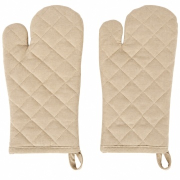 Set 2 manusi de bucatarie termorezistente pentru cuptor si gatit, gri, 32 cm, crem