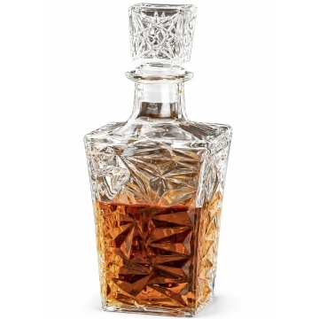 Sticla eleganta Pufo Ellegant pentru bautura, lichior sau whisky, 1L, transparenta– rafinata si rezistenta