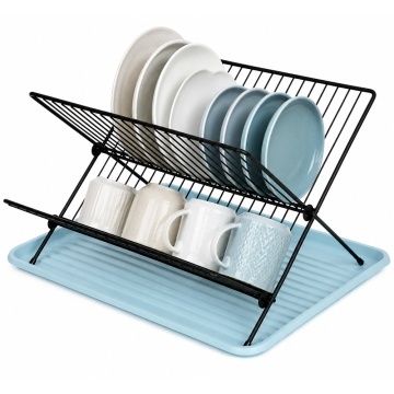 Suport metalic Pufo de bucatarie pentru uscat vase cu tava de scurgere, 43 x 32 cm