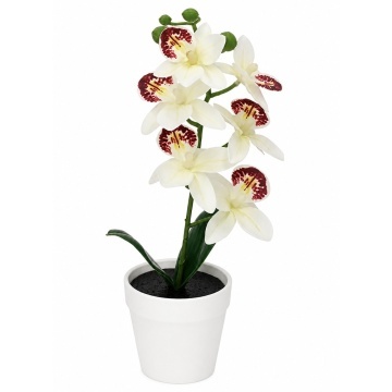 Orhidee artificiala Pufo in ghiveci decorativ, 32 cm, floare eleganta pentru casa si birou