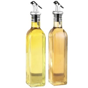 Set 2 Recipiente din sticla Pufo pentru Ulei si Otet, 2 x 400 ml – Dozare Usoara, Depozitare Eleganta ,Design Elegant pentru Bucatarie