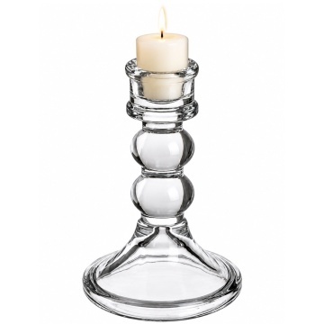 Suport lumanare tip sfesnic din sticla, suport decorativ elegant pentru masa, living, dormitor, evenimente si decor festiv, 13 cm