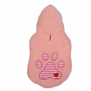 Haina cu gluga Pufo Pinky Footprint pentru caini, 35 cm